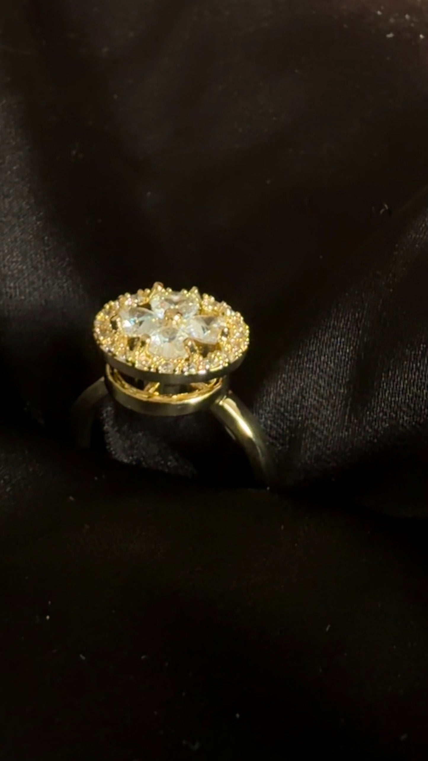 Gold Adjustable Spinning Flower Ring