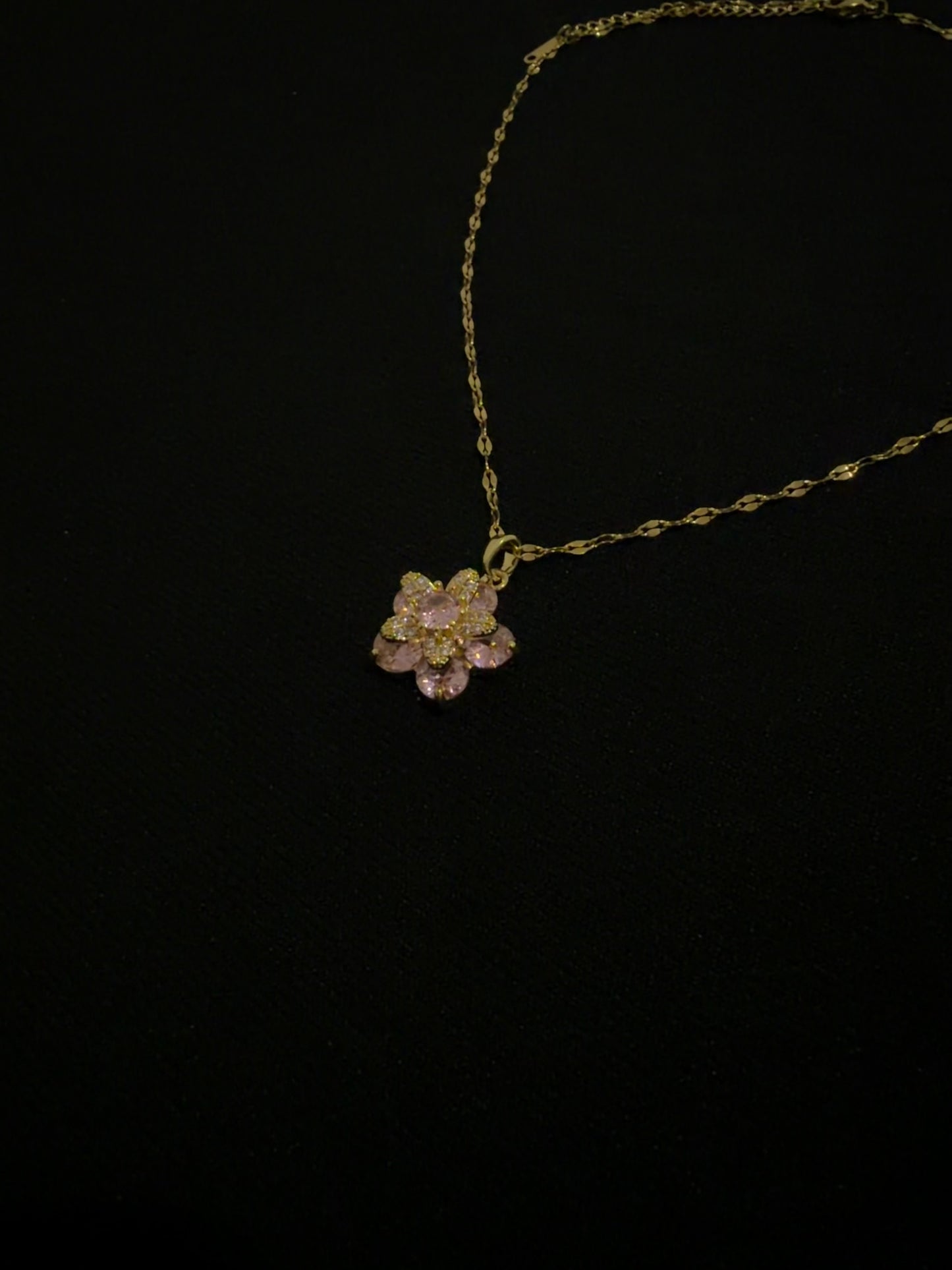 Golden Sakura Flower Spinning Necklace