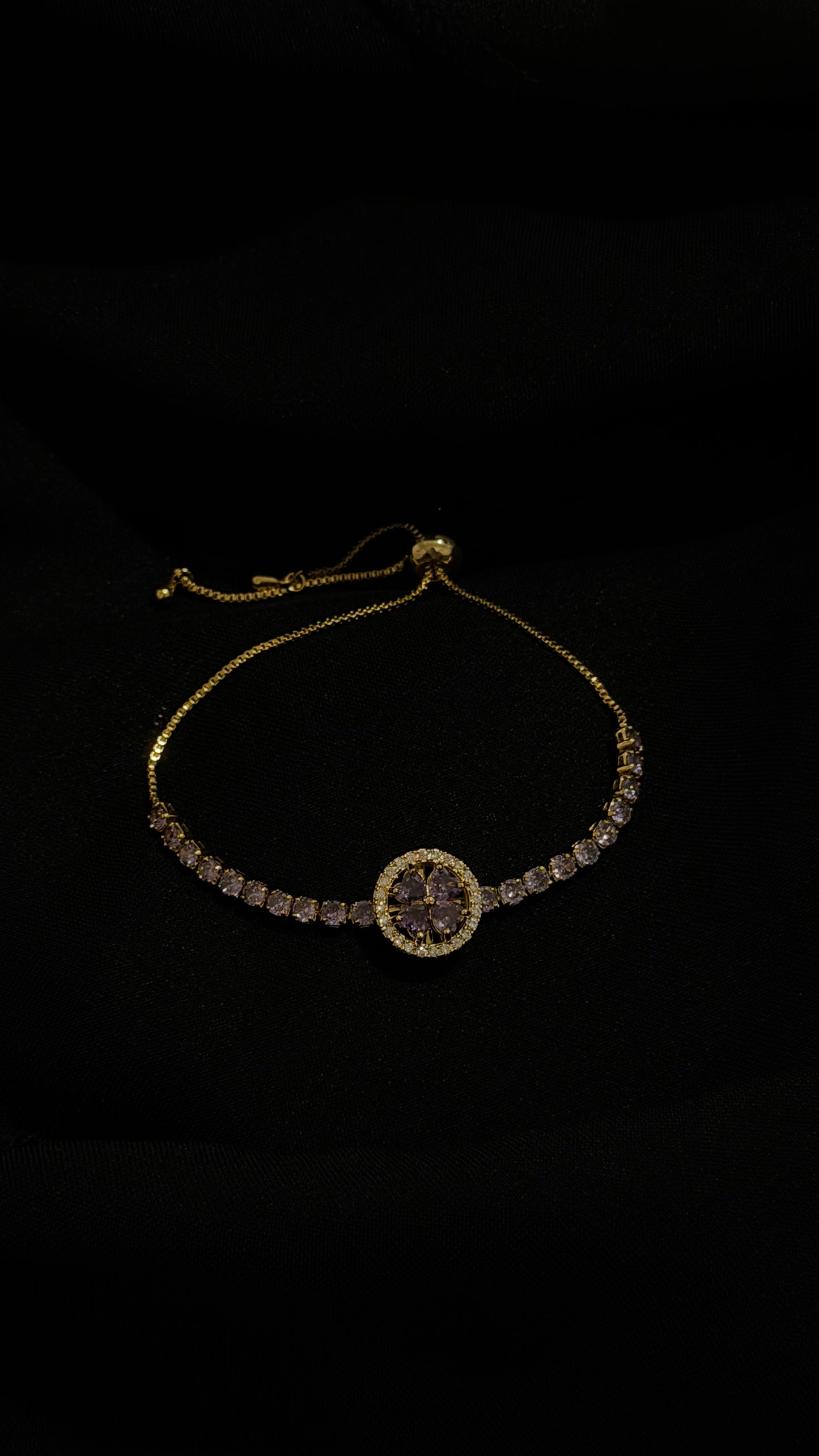 Gold and Purple Spinning Adjustable Bracelet