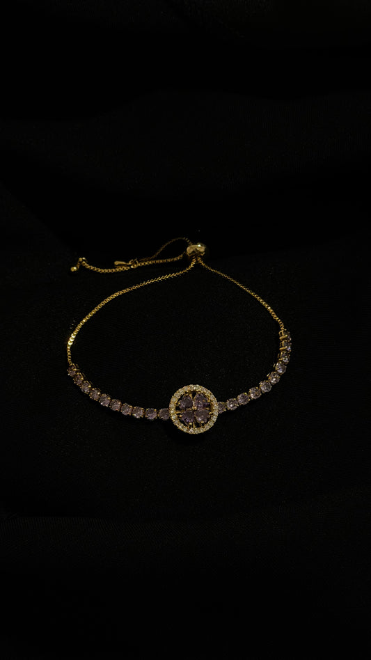 Gold and Purple Spinning Adjustable Bracelet