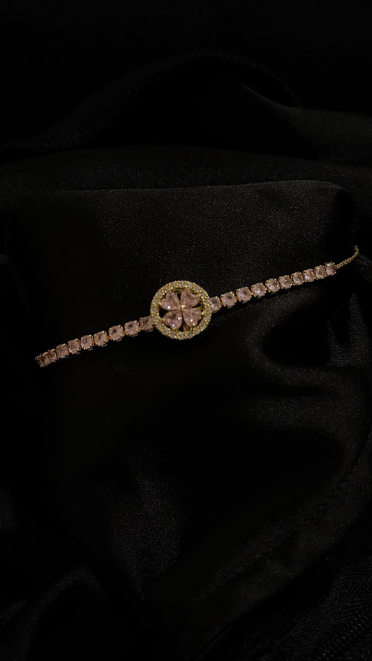 Gold and Pink Spinning Adjustable Bracelet