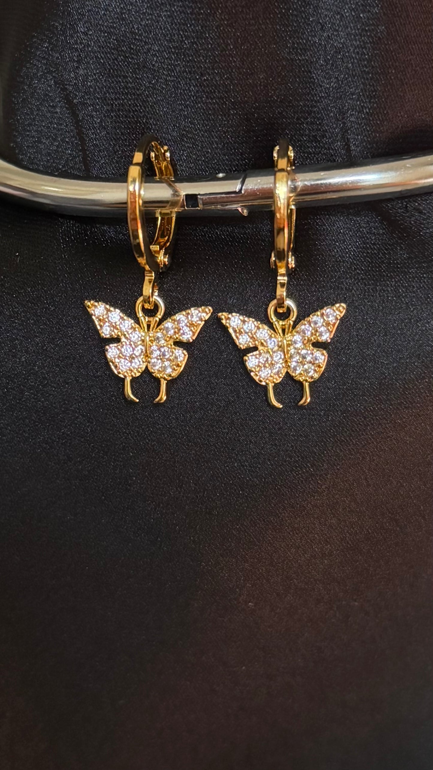 Small Hoop Butterfly Crystal Earrings