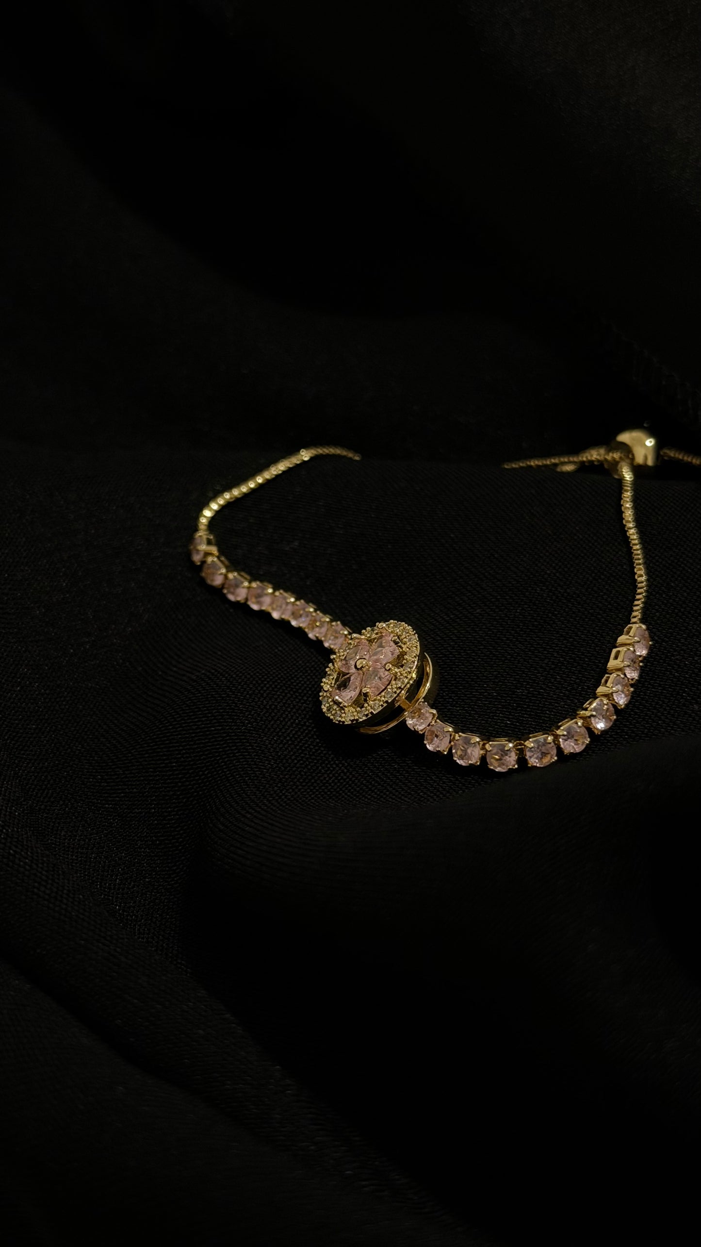 Gold and Pink Spinning Adjustable Bracelet