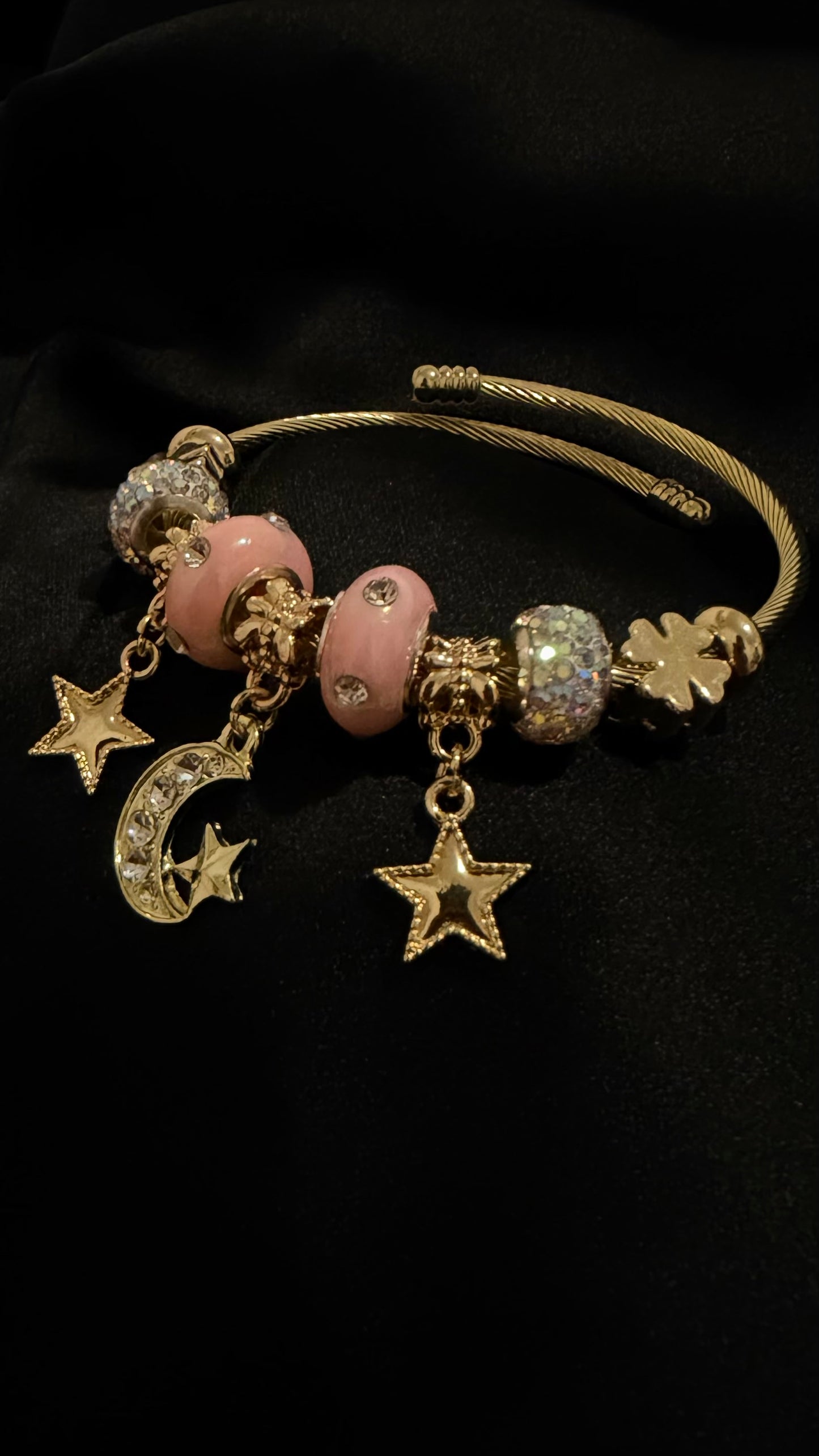 Moon and Stars Gold Charm Bracelet