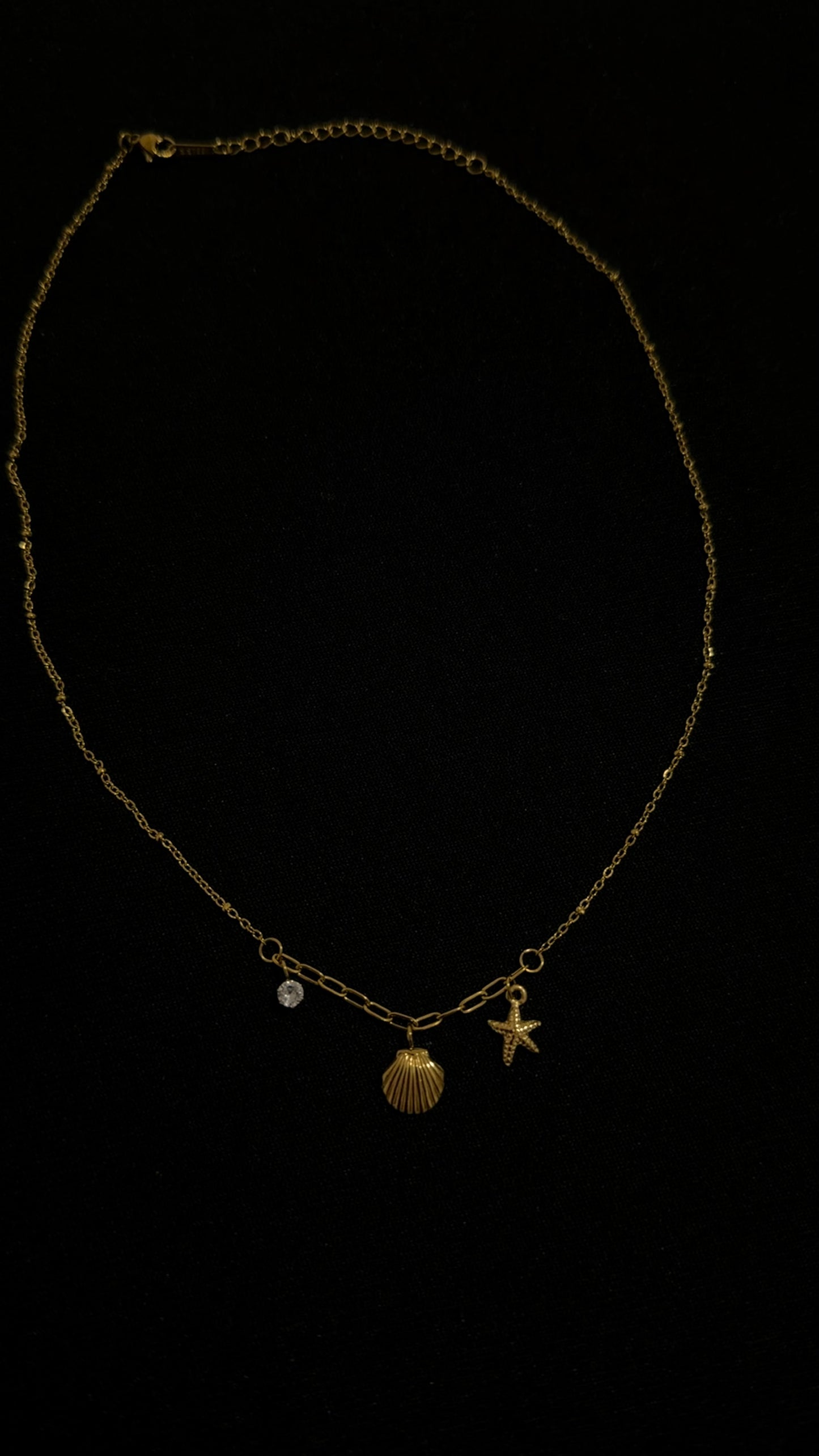 seashell & starfish gold necklace
