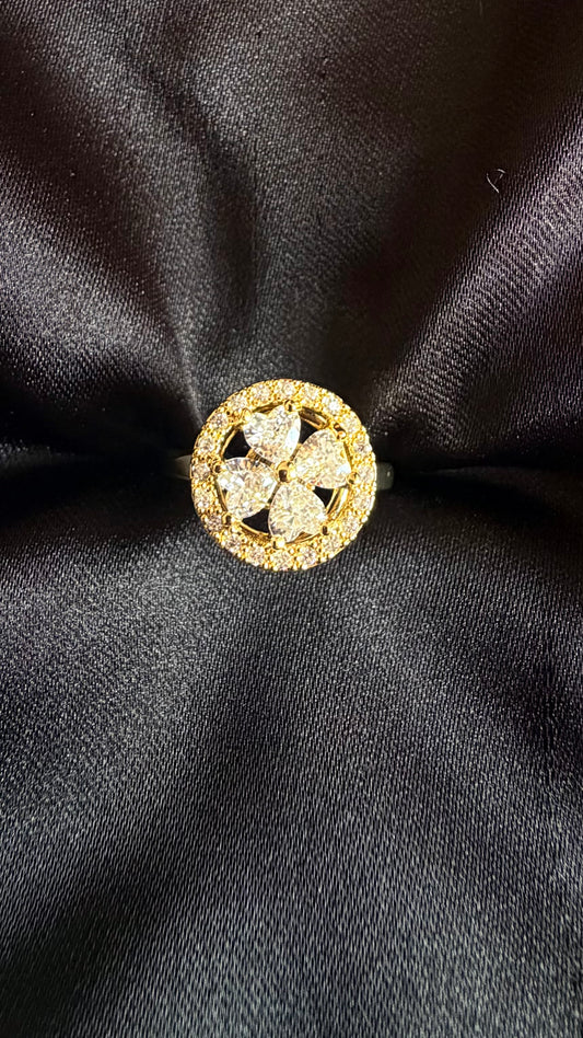 Gold Adjustable Spinning Flower Ring