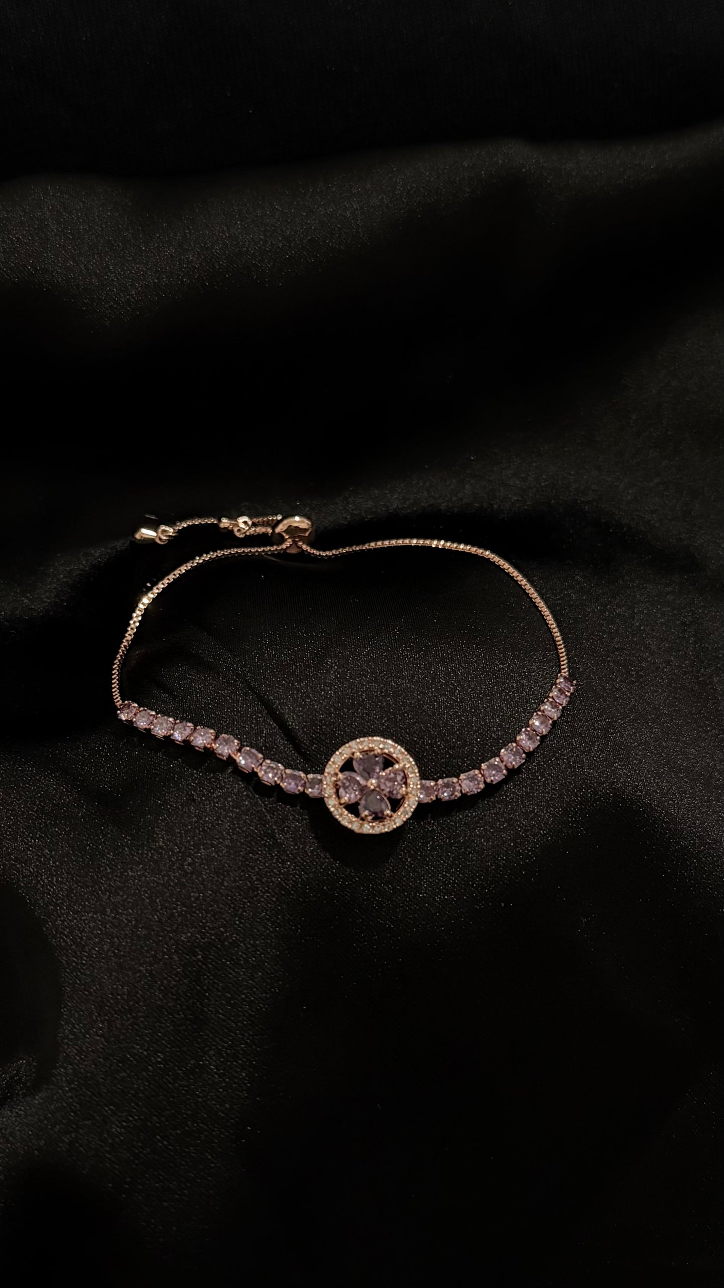 Rose Gold and Purple adjustable Spinning bracelet