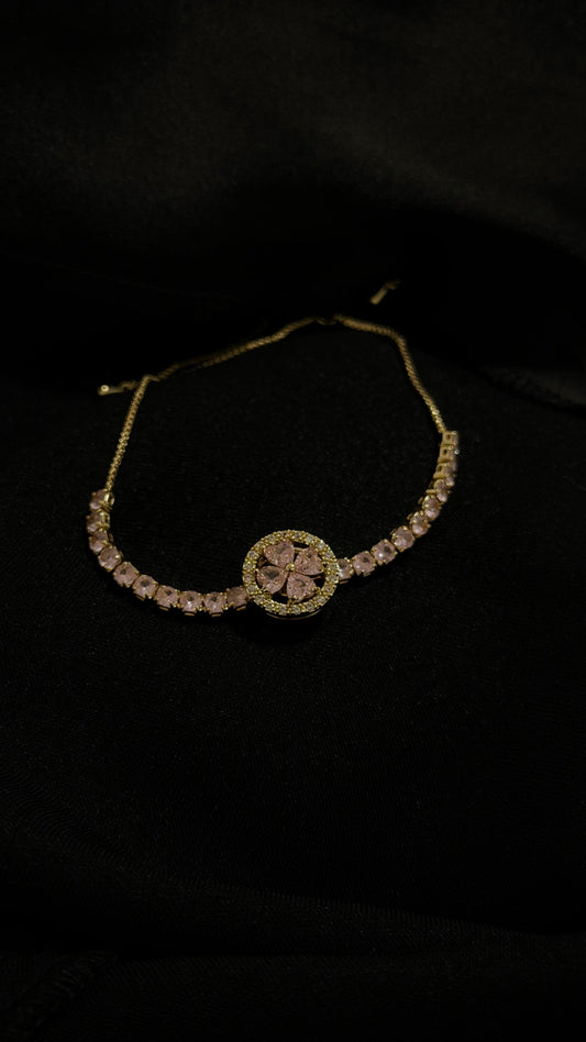 Gold and Pink Spinning Adjustable Bracelet